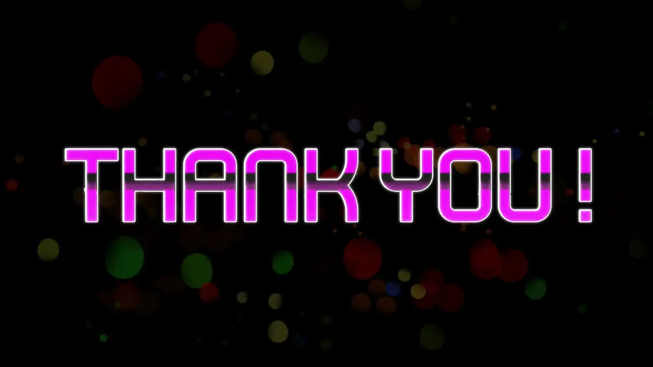 Animation of thank you text over glowing spots of light background