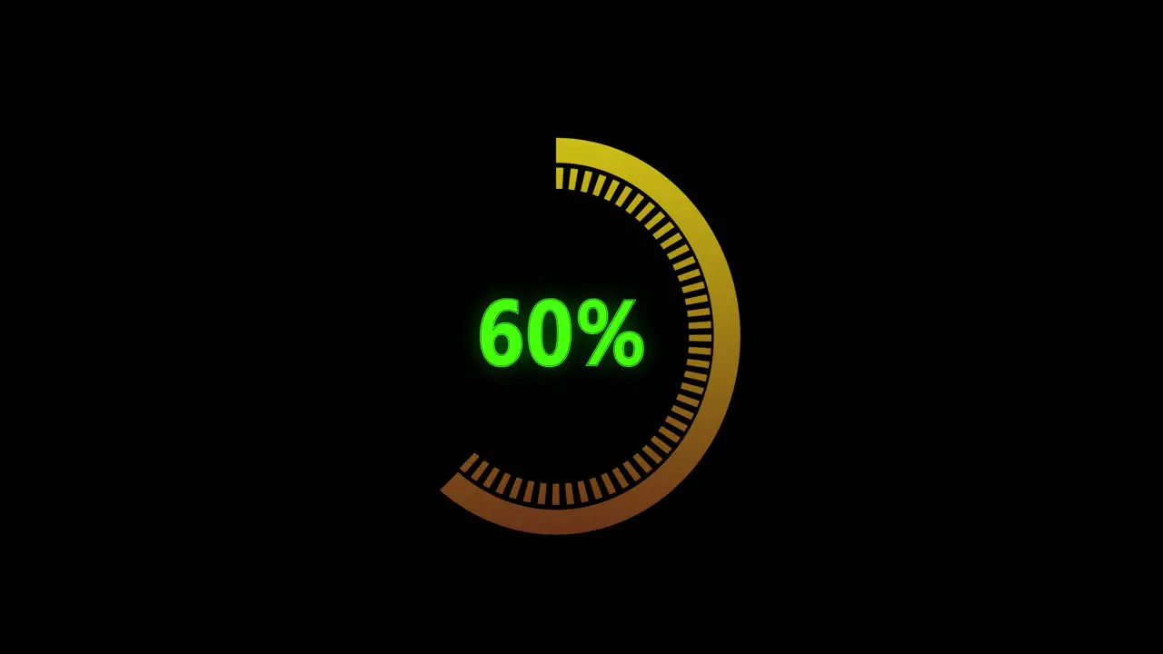 Circular percentage progress bar on transparent background