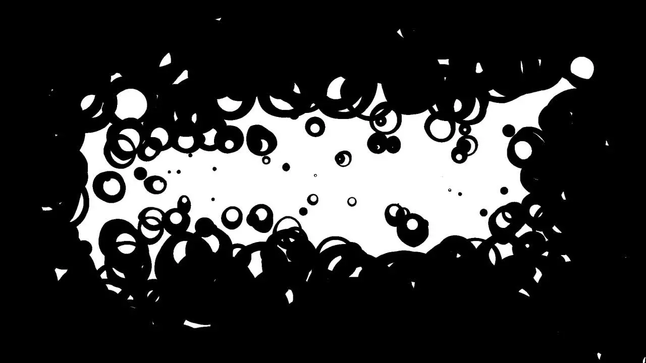 Abstract background animation of black bubbles rings on white background