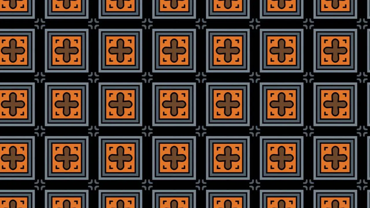 Abstract background animation scrolling right blue and orange squares on black background