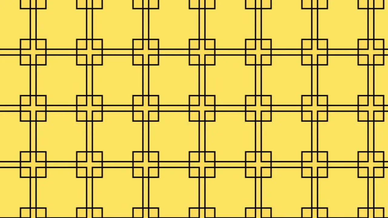 Abstract background animation scrolling right black lines and squares on yellow background