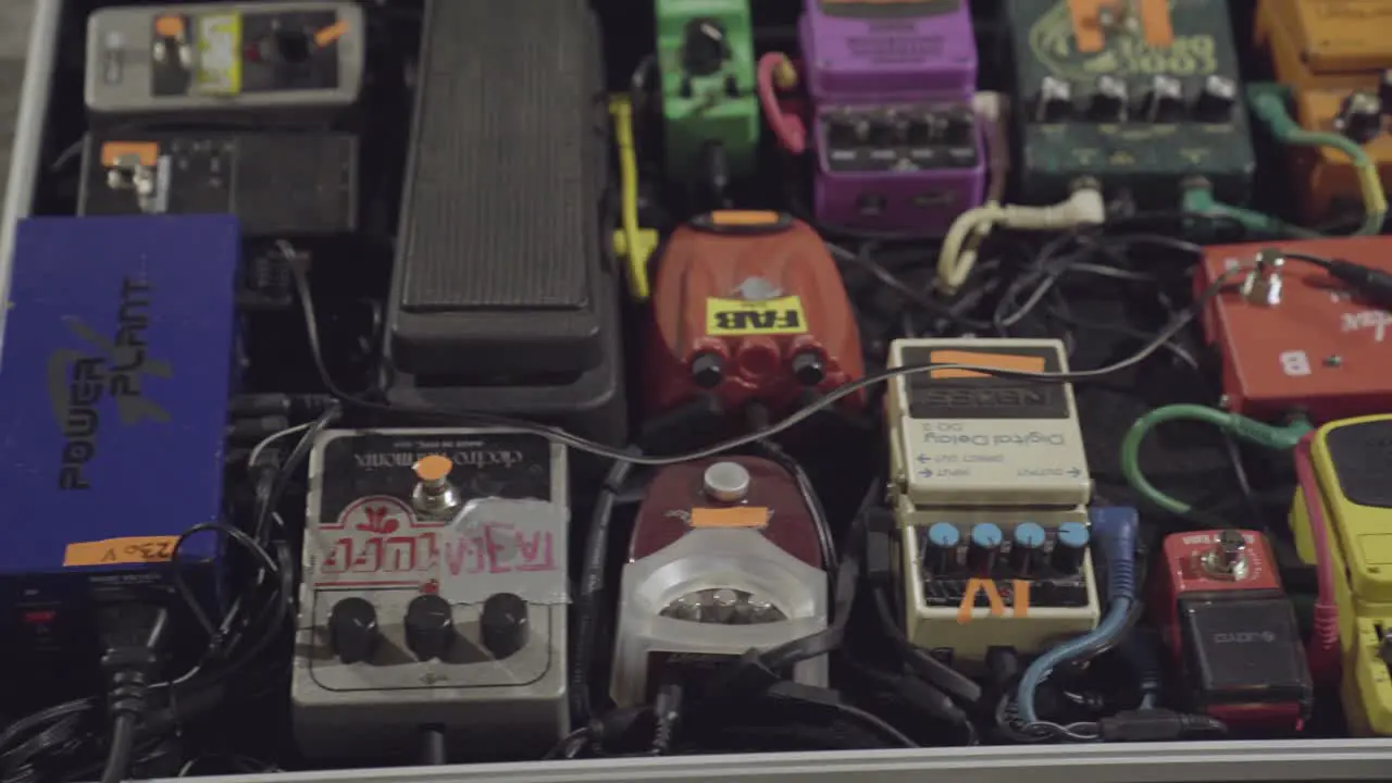 Variety of effects pedals or stomp boxes for electric guitars