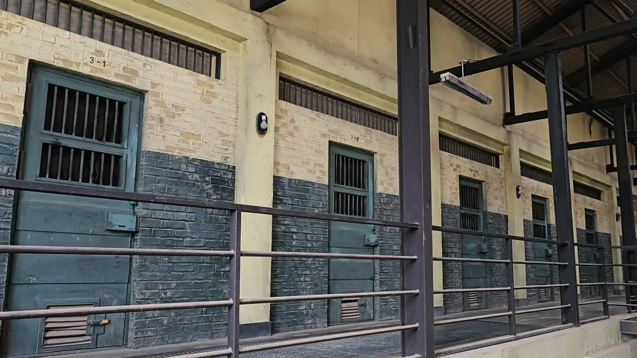 Inside Old Korean Prison at Iksan Film Drama Set Second Floor Corridor with Closed Cells