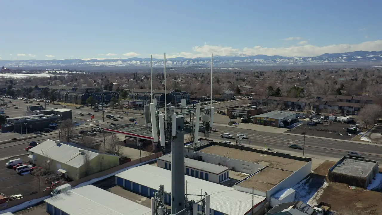 Aerial Closeup of Cell phone tower