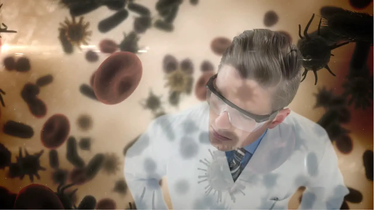 Scientist examining bacteria infection cells 4k