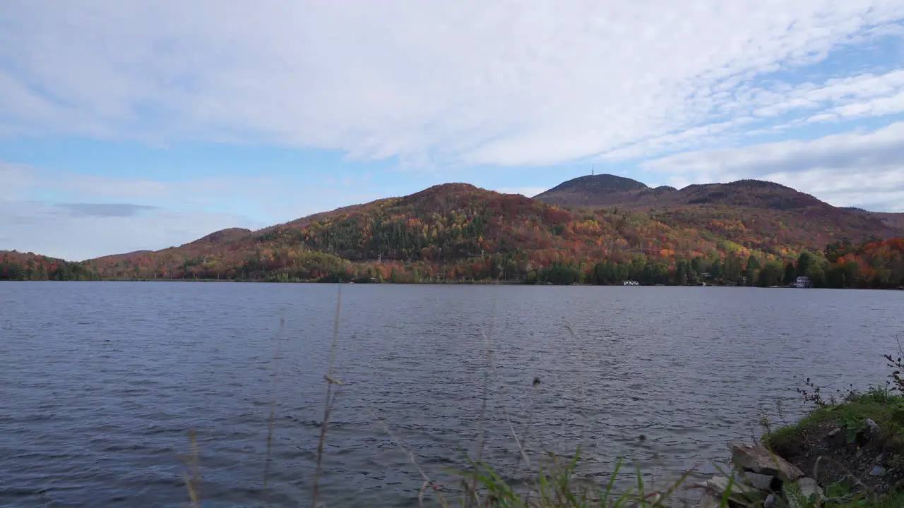 Right to left pan in front of Mont Orford