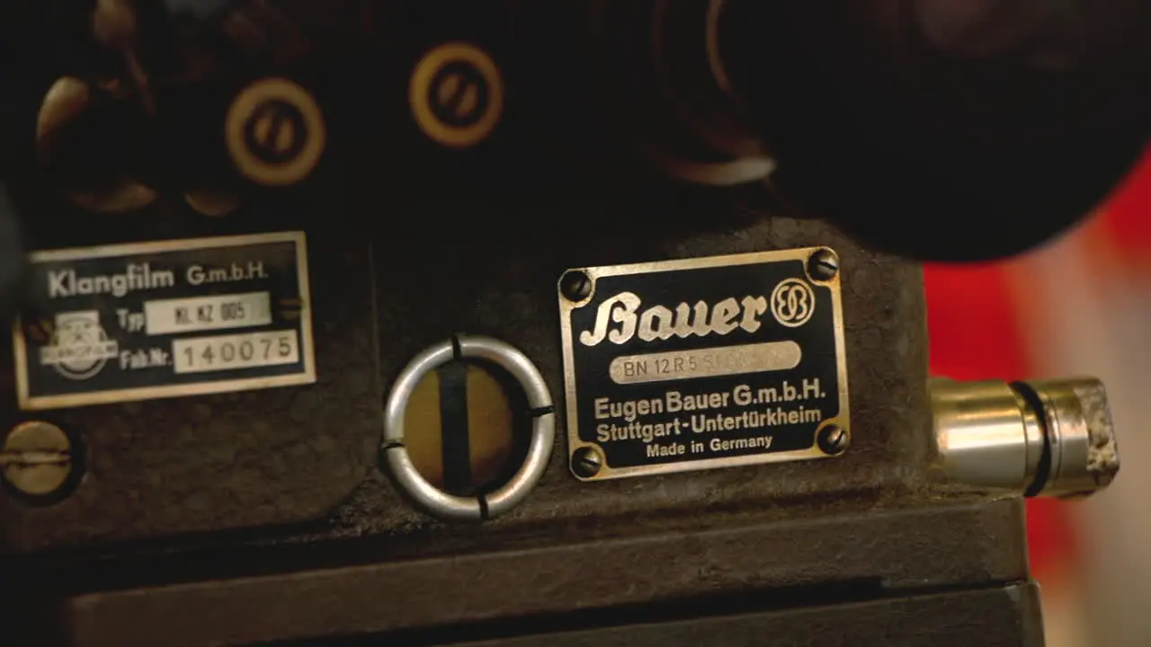 Close up of a rare and unique Bauer B12 cinema 35mm film projector