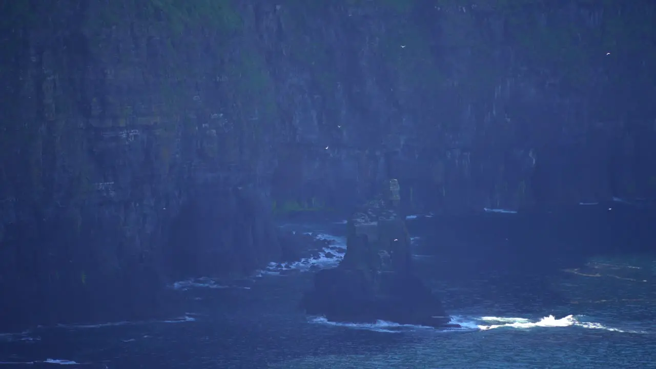 Telephoto closeup of Harry Potter cliff film scene in Cliffs of Moher Ireland