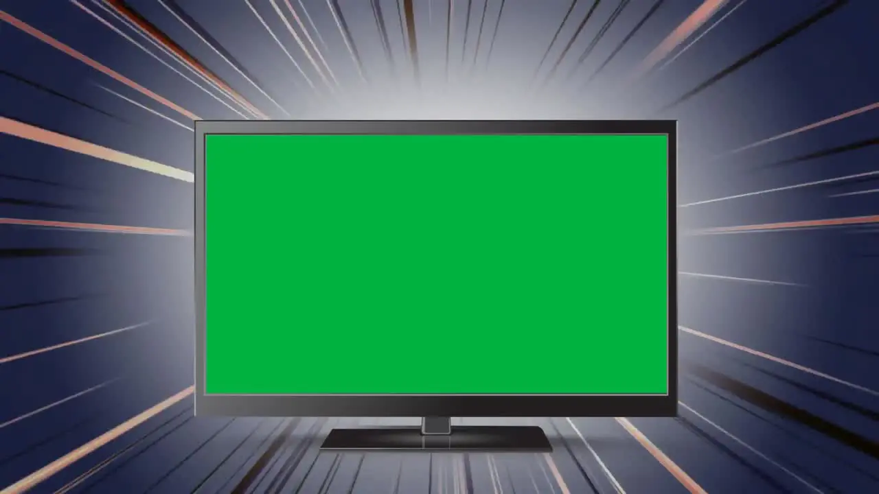 Flat screen television with a green screen