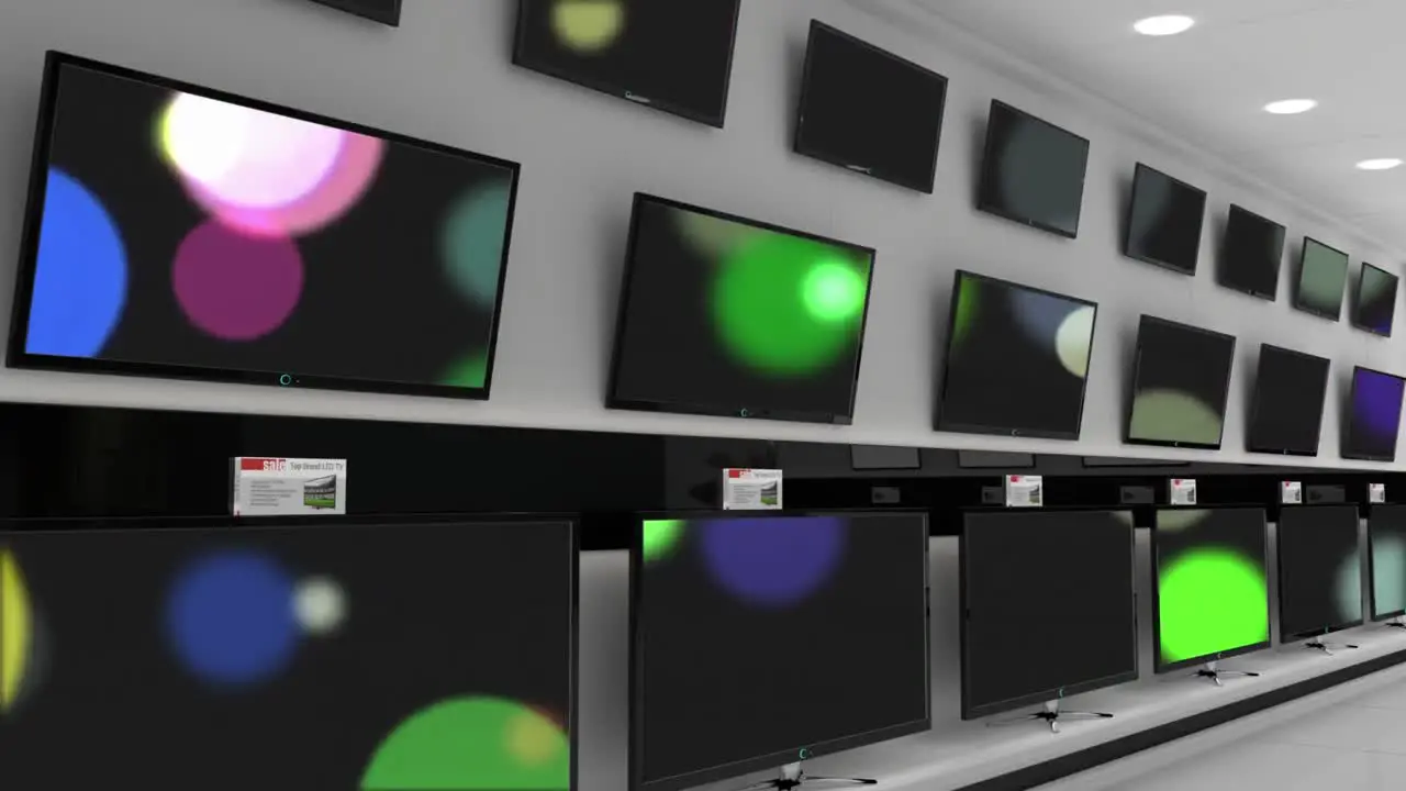 Televisions displayed on a store wall