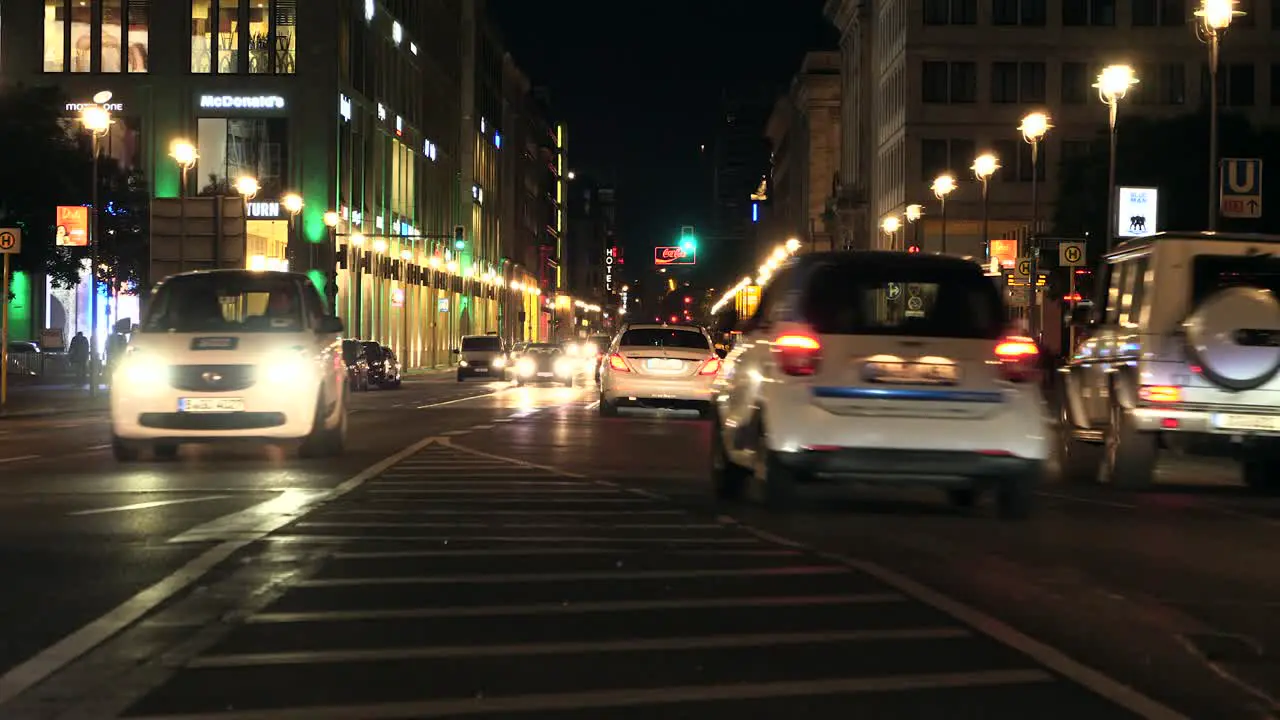 Busy Berlin Street at Night