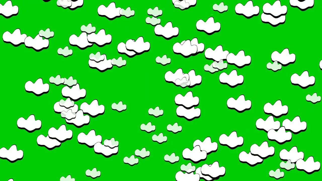 Rain white clouds animation on green screen