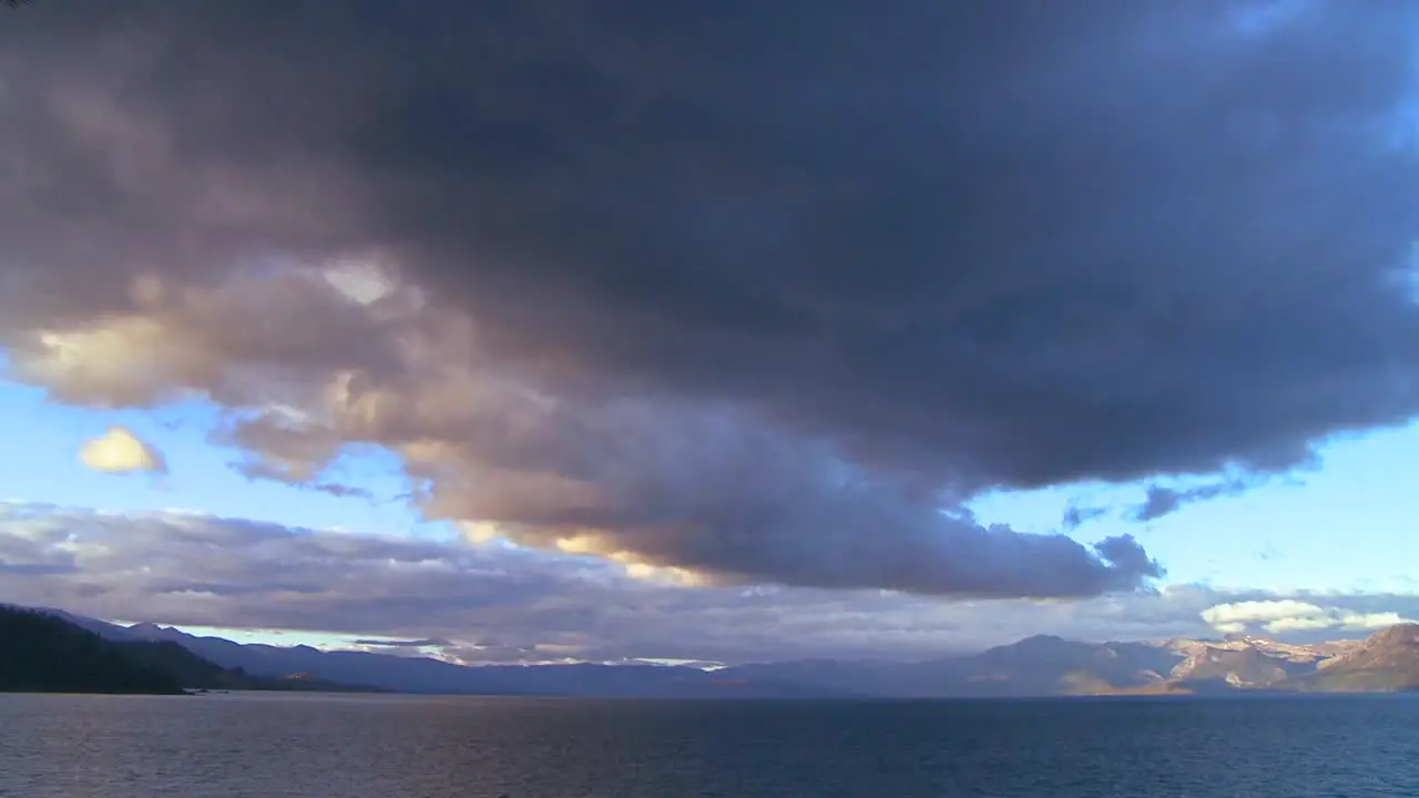 Huge cloud formations form over Lake Tahoe in this time lapse shot