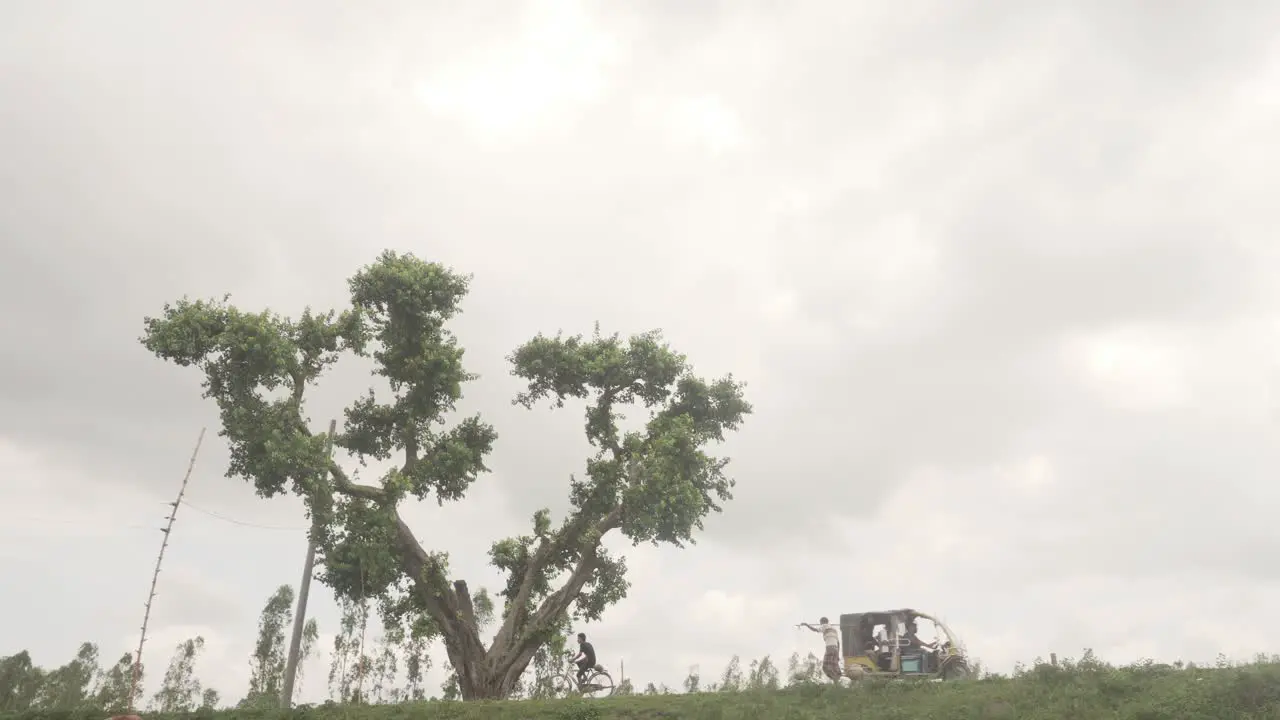 A road amidst of a village