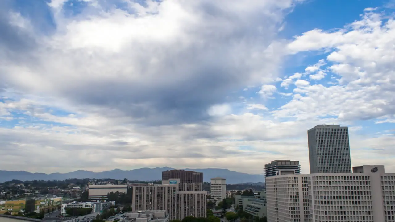 Timelapse of clouds rolling through downtown Los Angeles on a fall day