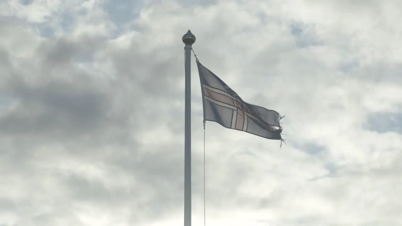 Icelandic flag fluttering in the breeze on a cloudy day