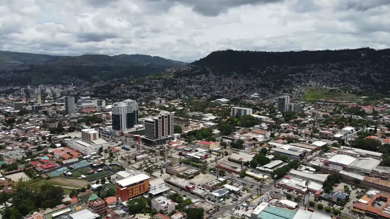 Tegucigalpa Honduras Latin America aerial drone flight of the city