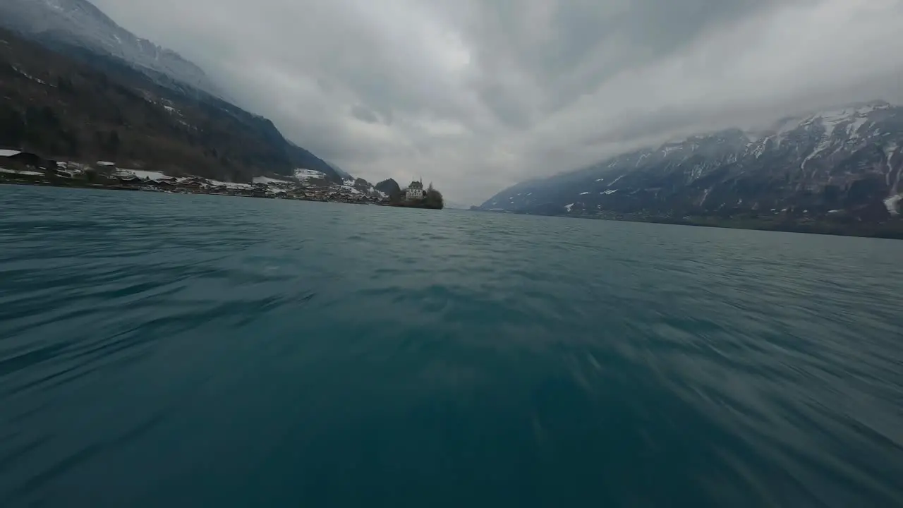 White castle at the lake in Switzerland