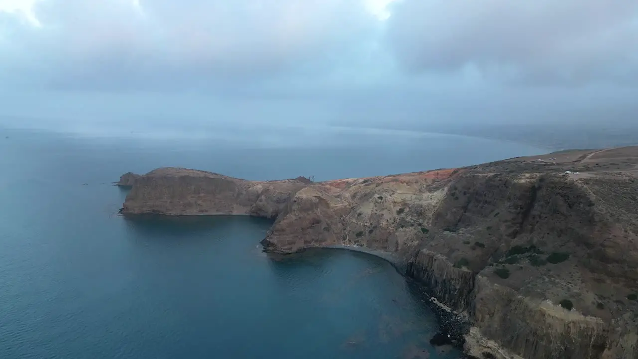 Superb aerial view of the Mediterranean Sea with a grayish sky full of clouds