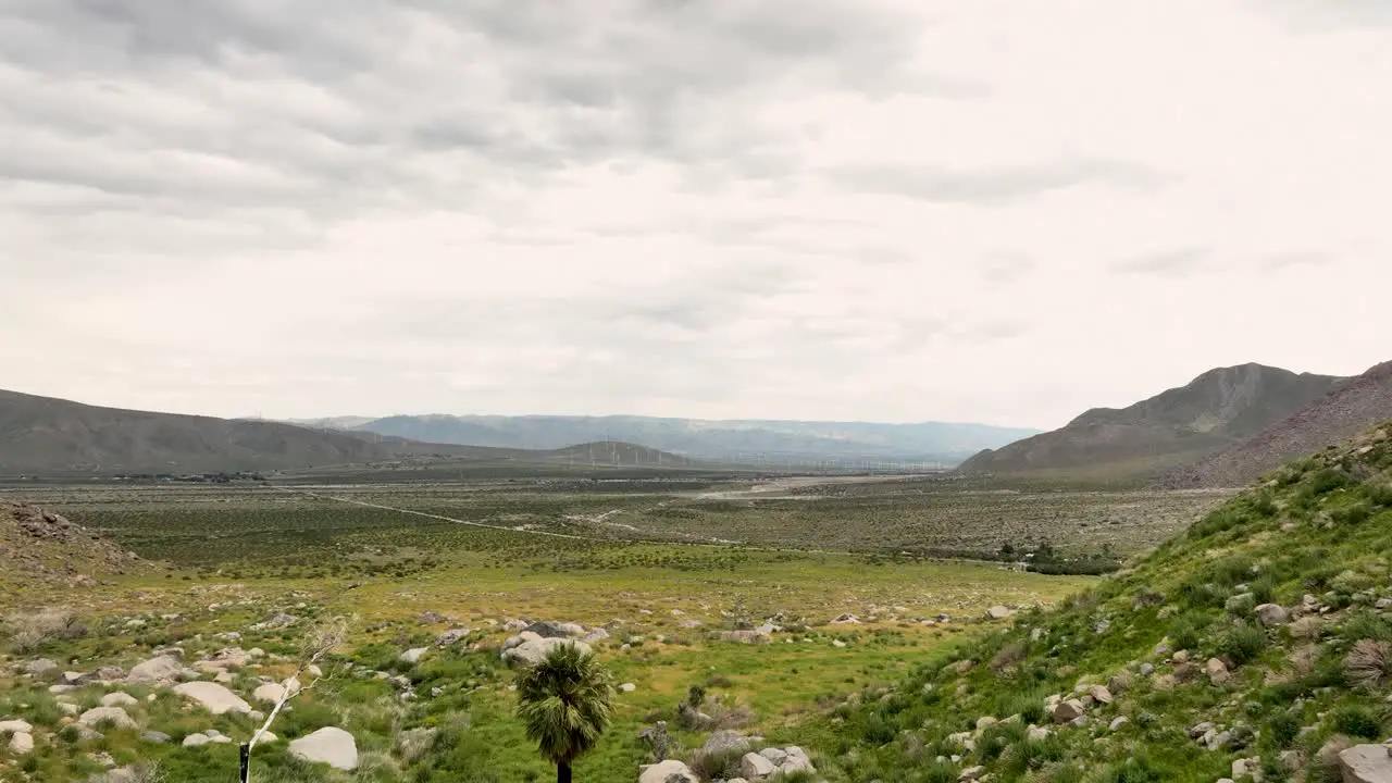 full view of mountains in the desert CA with a little village