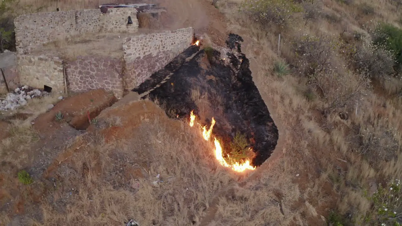 Natural disaster burning field