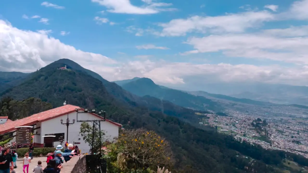 View from the top of Monserrate cable car of the mountains that surround the city of Bogotá Colombia