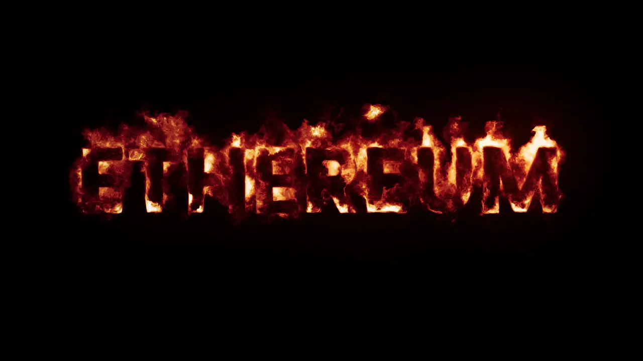 Ethereum Burning Flame Animation Logo on black background