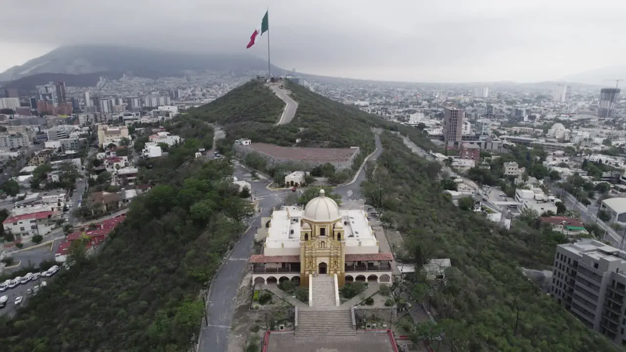 Drone shoot at morning cloudy day at hasta bandera over obispado hill at Monterrey City Mexico-9