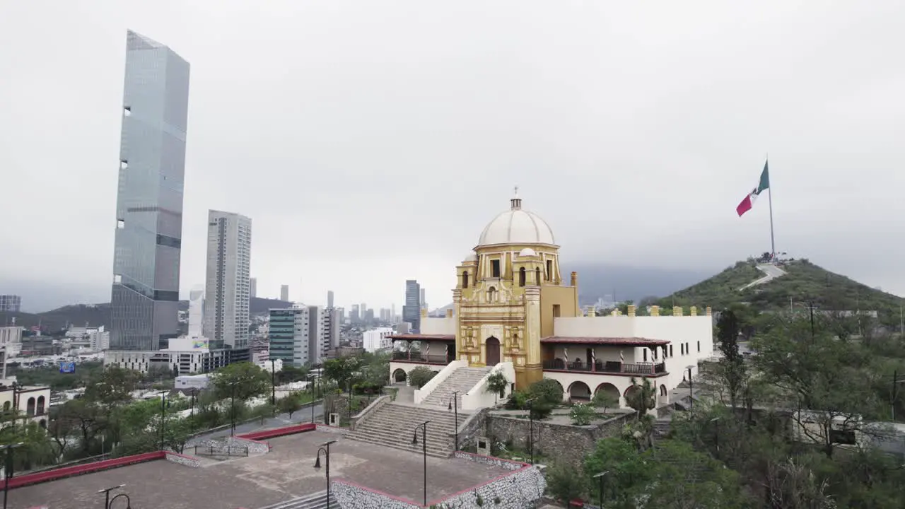 Drone shoot at morning cloudy day at hasta bandera over obispado hill at Monterrey City Mexico-1