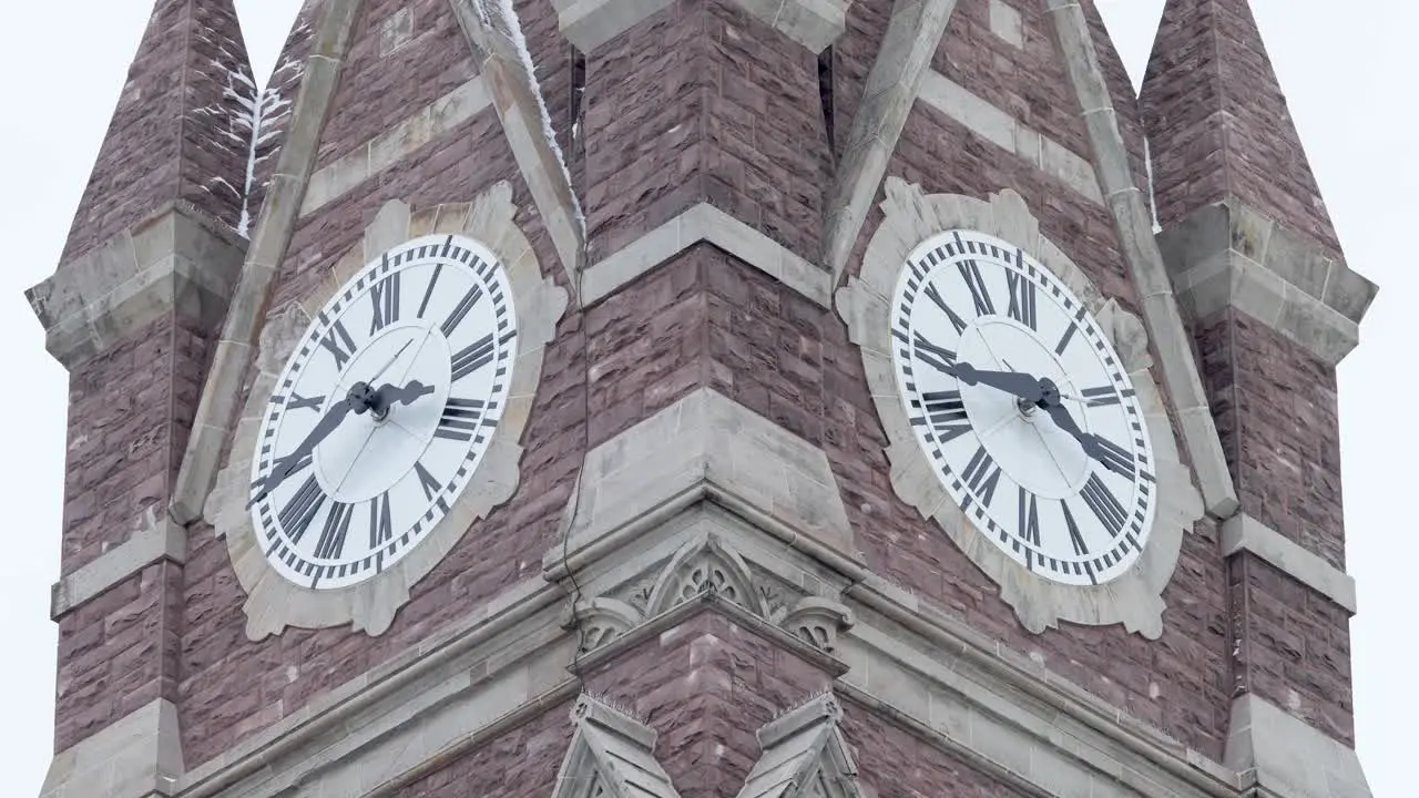 Close up of of a cathedral clock tower