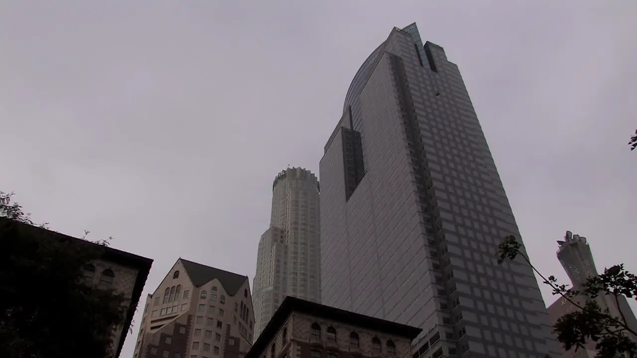 Skyscrapers in downtown Los Angeles on a cloudy day California USA