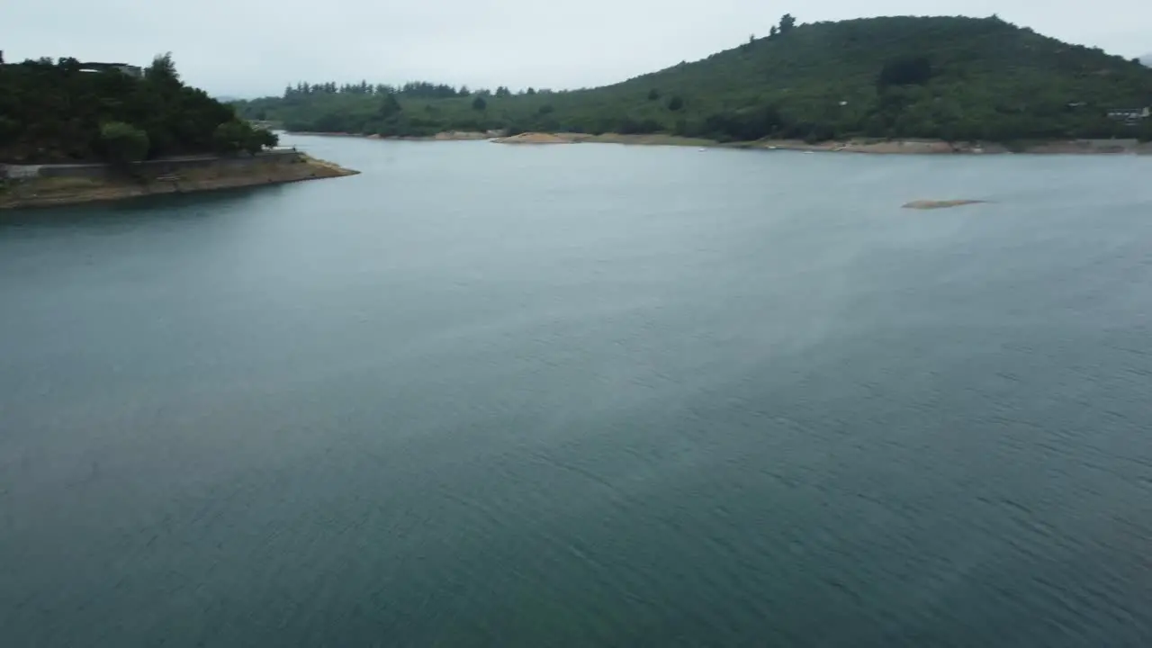 flight along a lake in south america