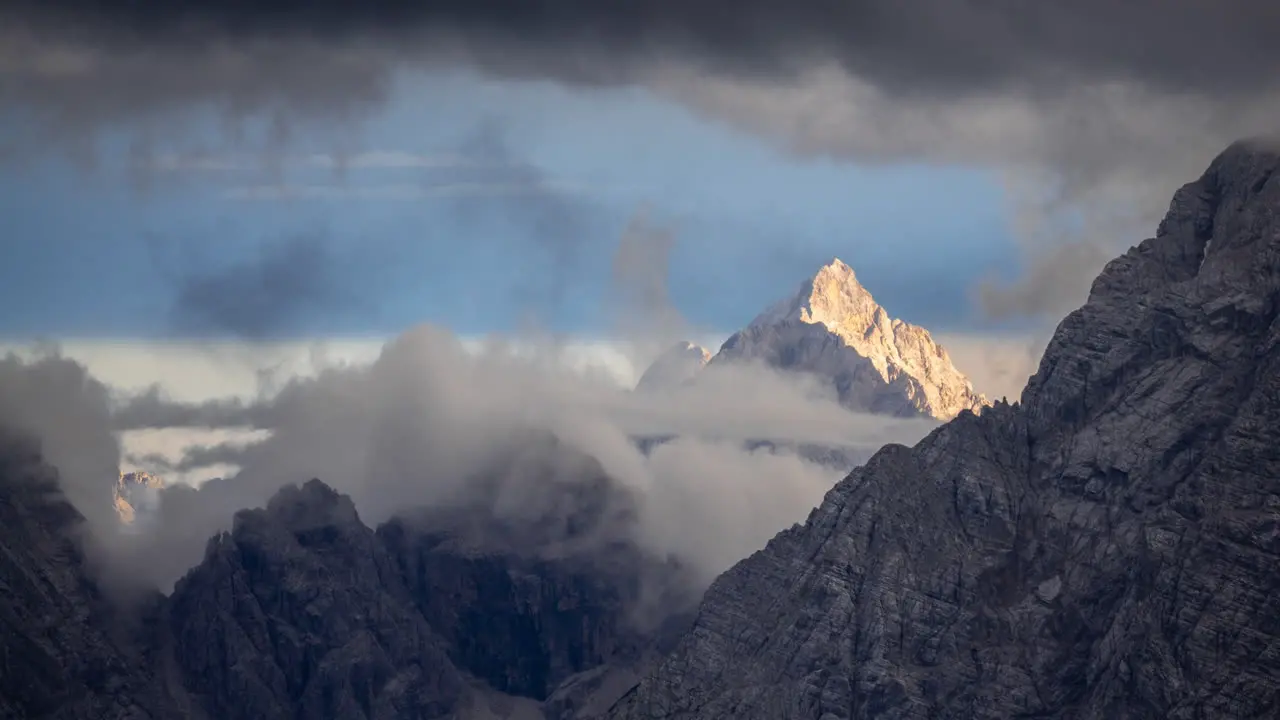 Italian dolomites mountains clouds timelapse