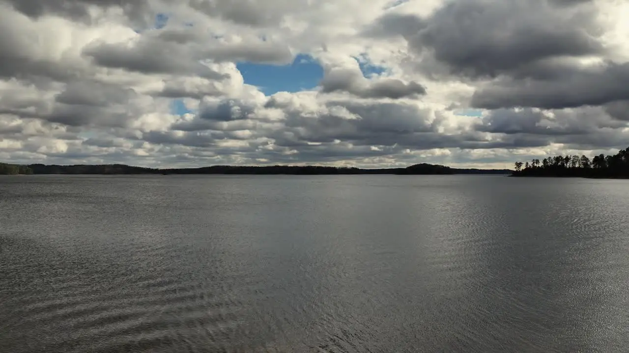 Drone view of Lake Lanier in winter