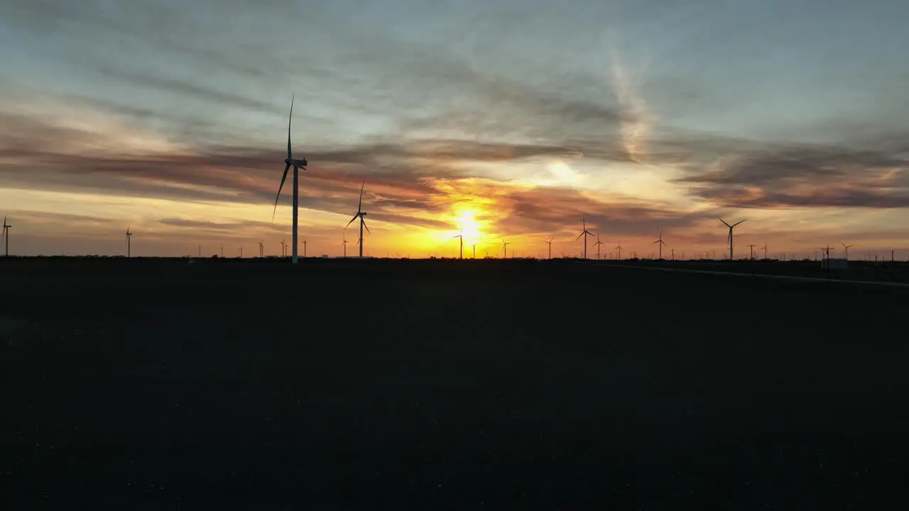 Sunsetting over a windfarm in Portland Texas