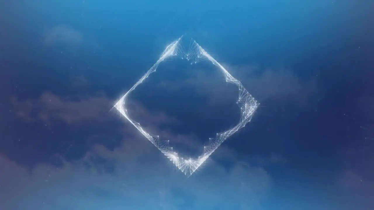 Animation of square made of lights over cloudy sky