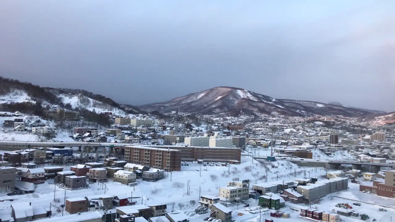 Otaru city view with snow Hokkaido Japan