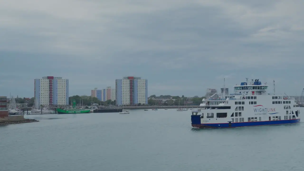 Isle of Wight ferry passes through the harbour in Portsmouth