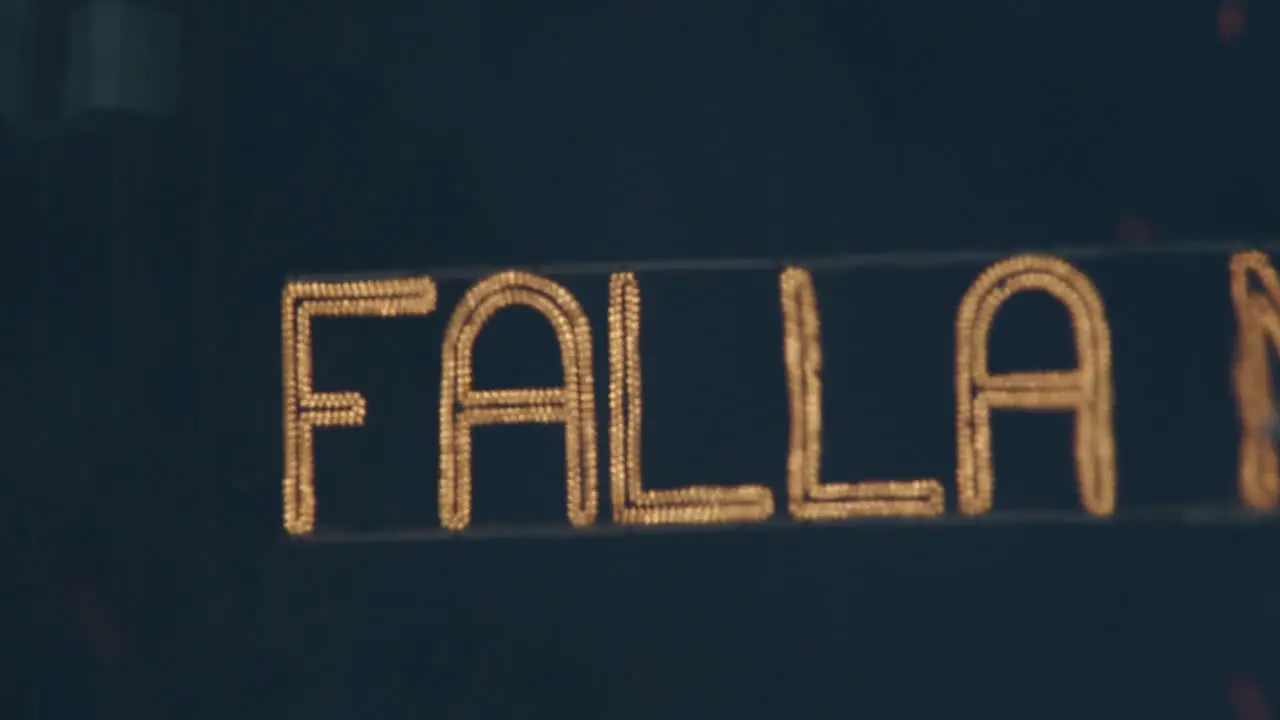 Night banner on Fallas festival with smoke and sparks from fire Spain