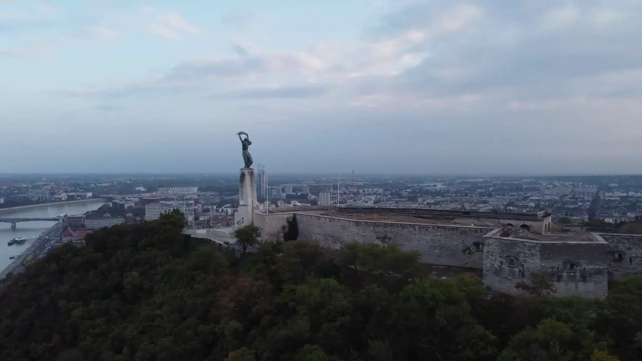 Citadella of Budapest with Statue of liberty along the Danubio river