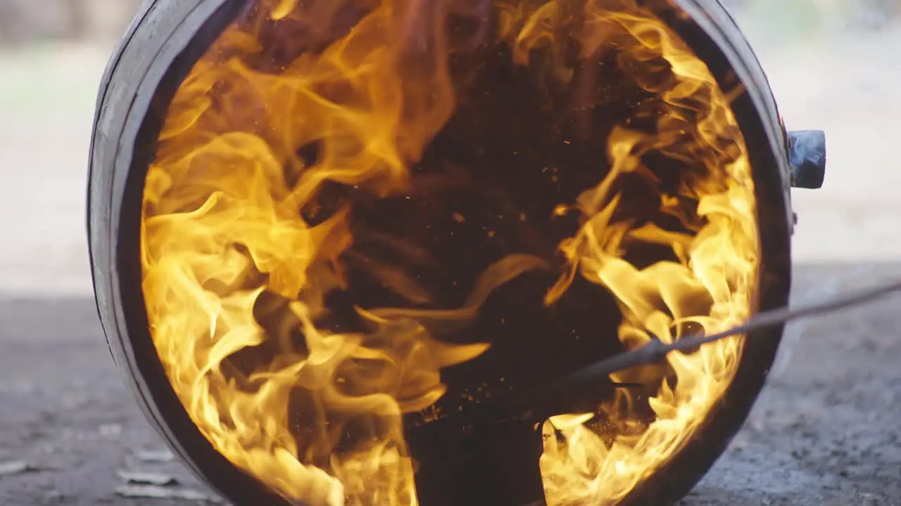 WISKY BARREL BURNING IN SLOWMOTION