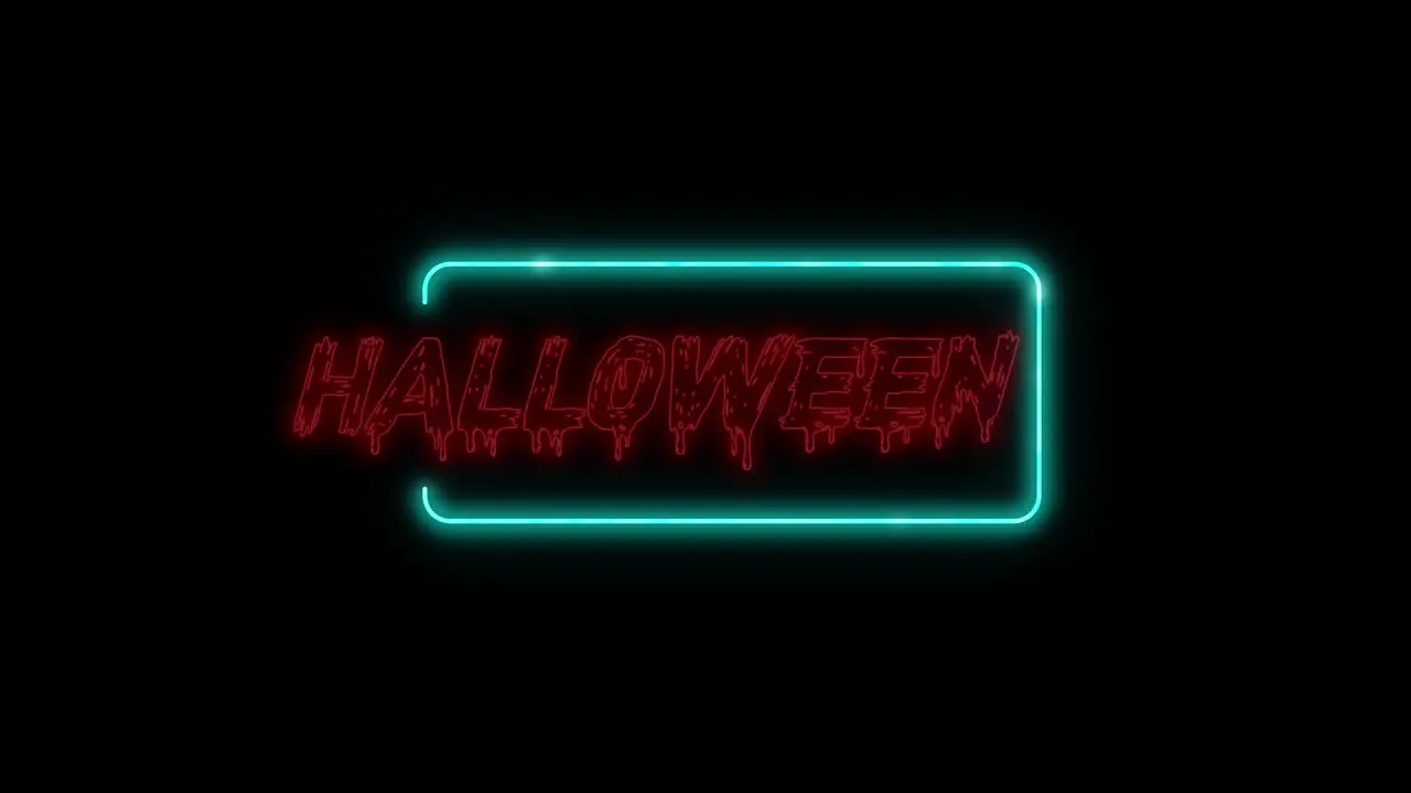 Happy Halloween neon glowing text title animation motion graphics video transparent background with alpha channel