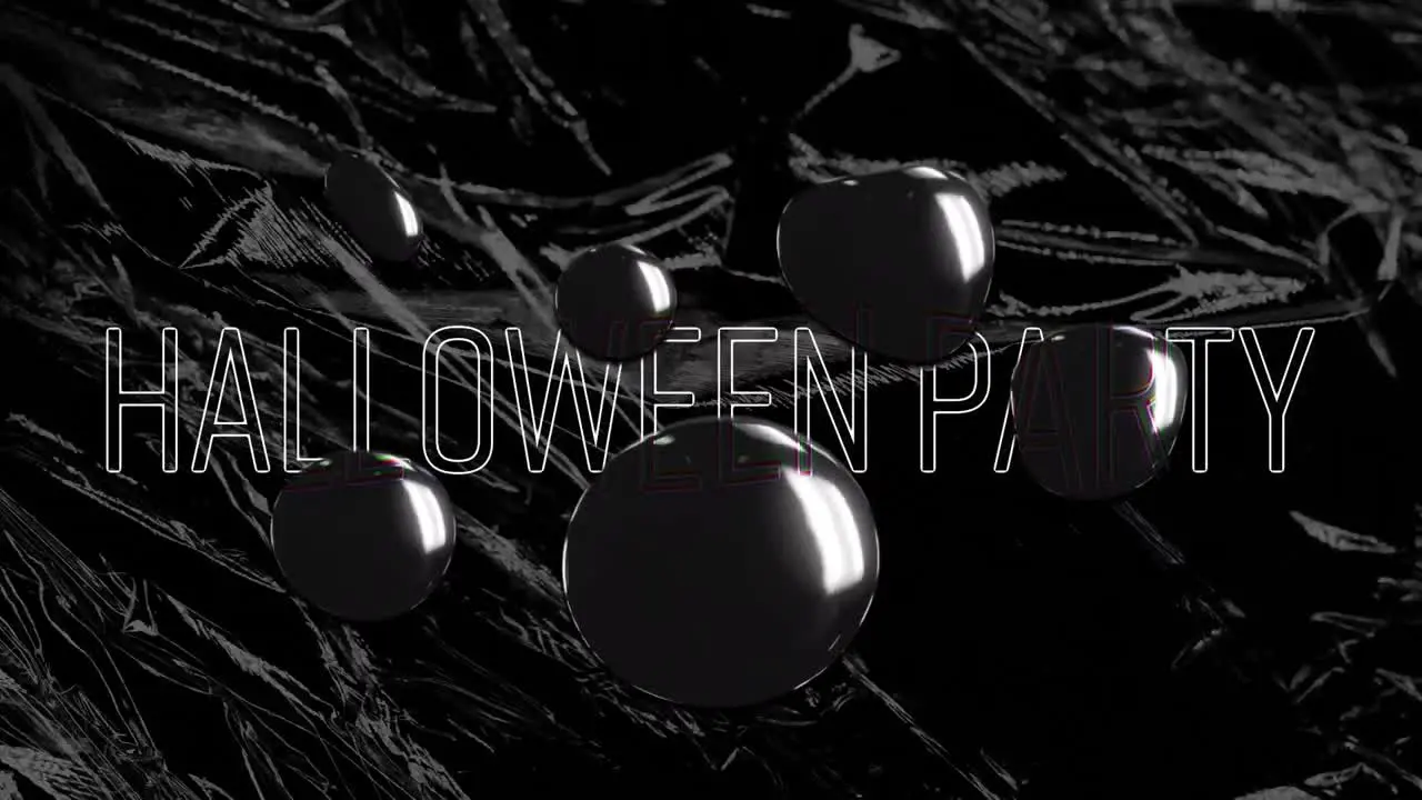 Animation of halloween party text over shapes