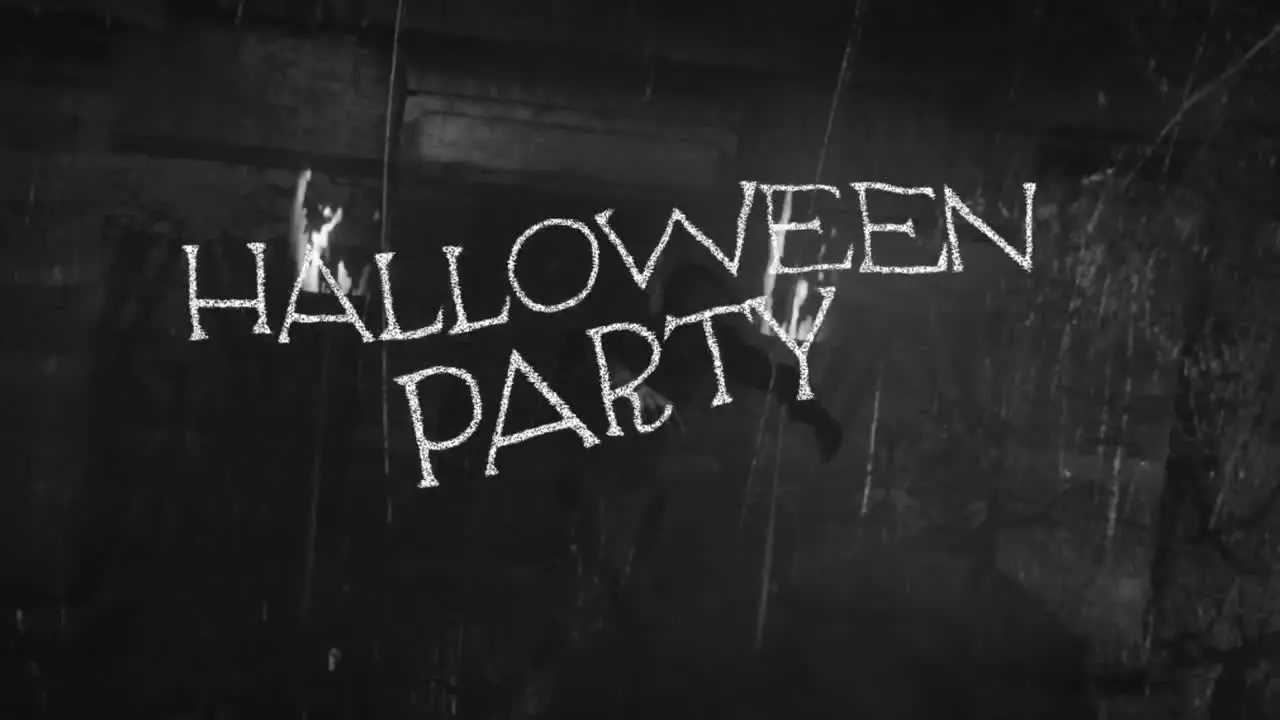 Animation of halloween party text over zombie walking