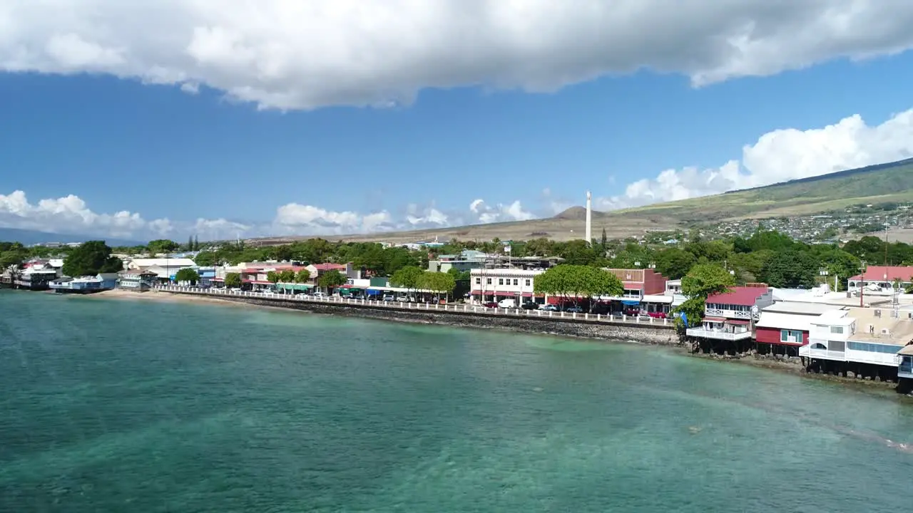 The Historic Aerial Drone View of Front Street in Lahaina Maui 4K