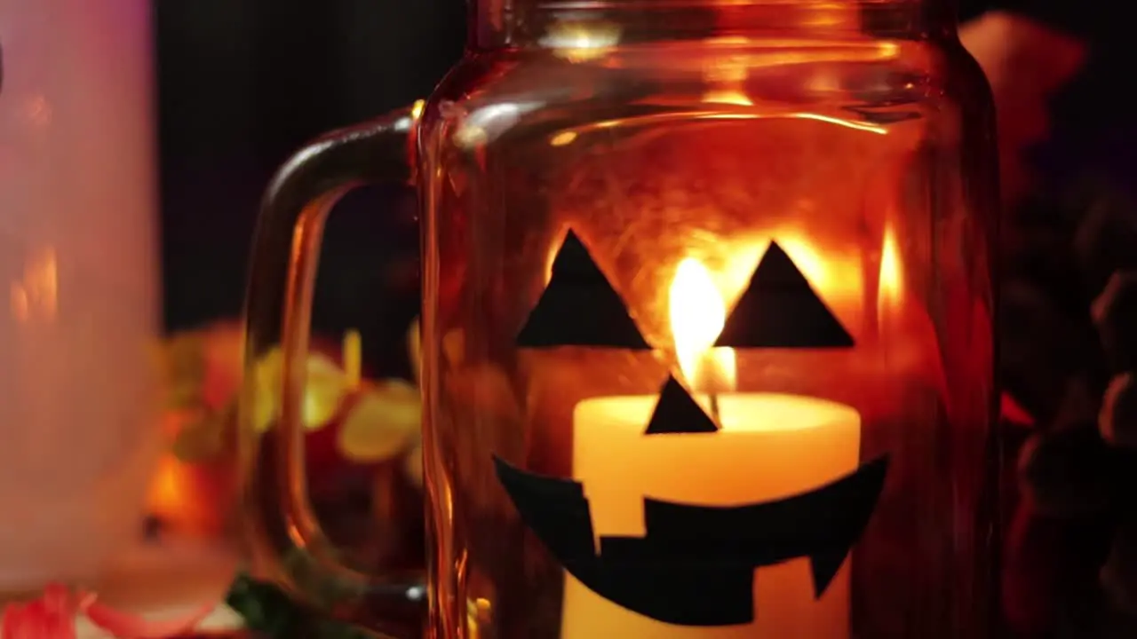 Halloween pumpkin jar candle Spooky decorations