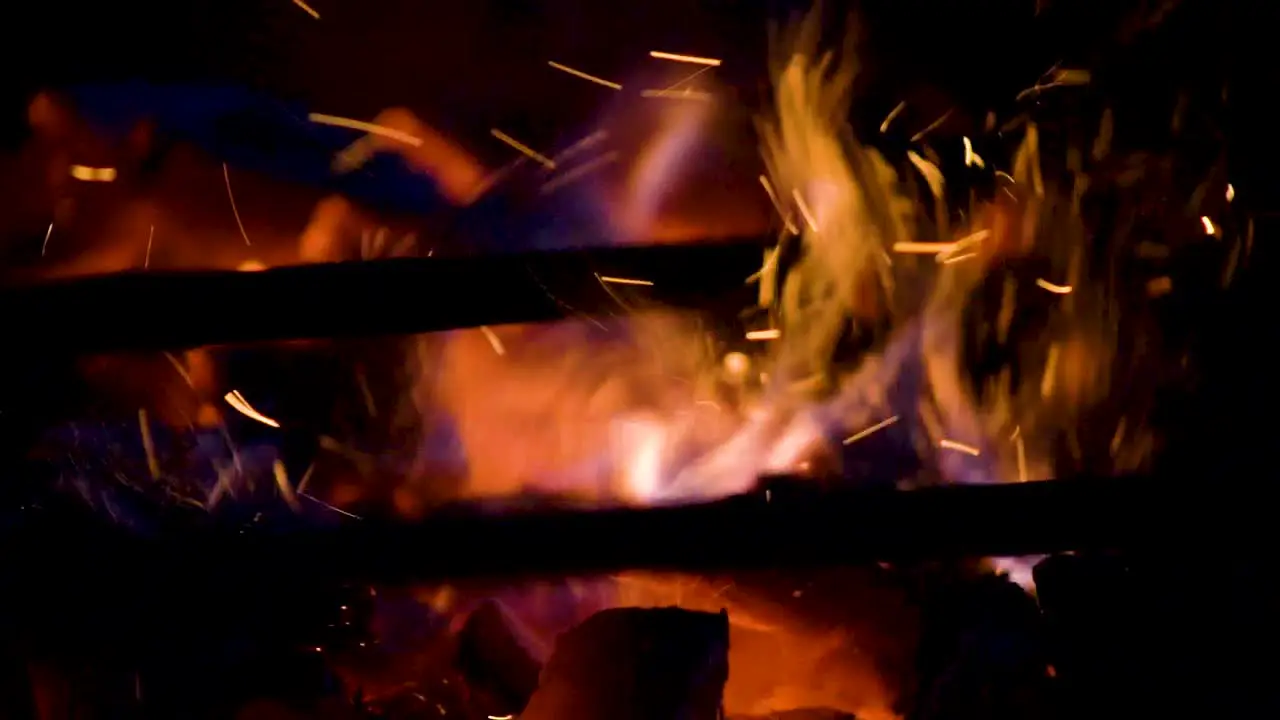 campfire flakes in slow motion