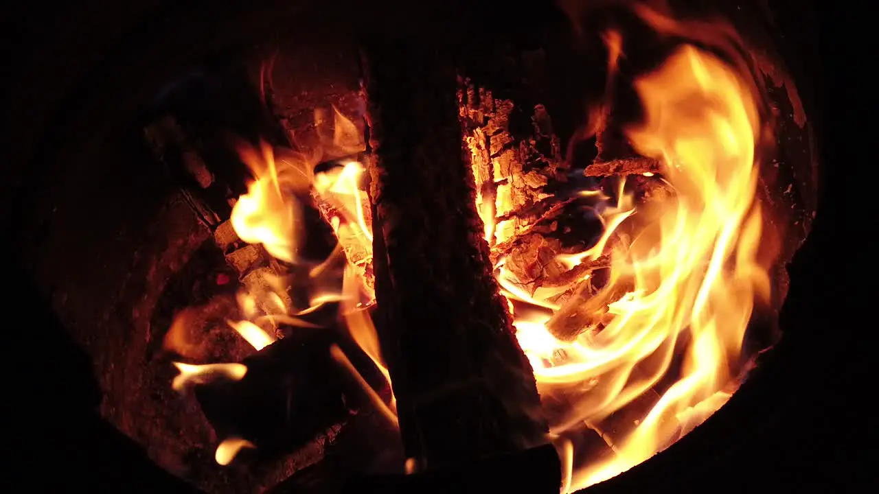 Wood logs on fire slow motion