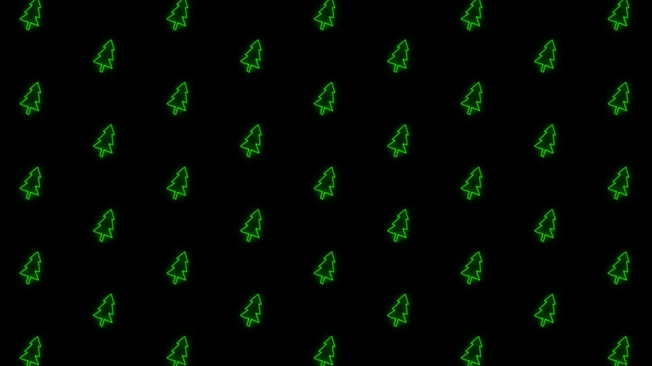 Christmas Tree Tiled Background Animation Pattern in Glowing Green and Black