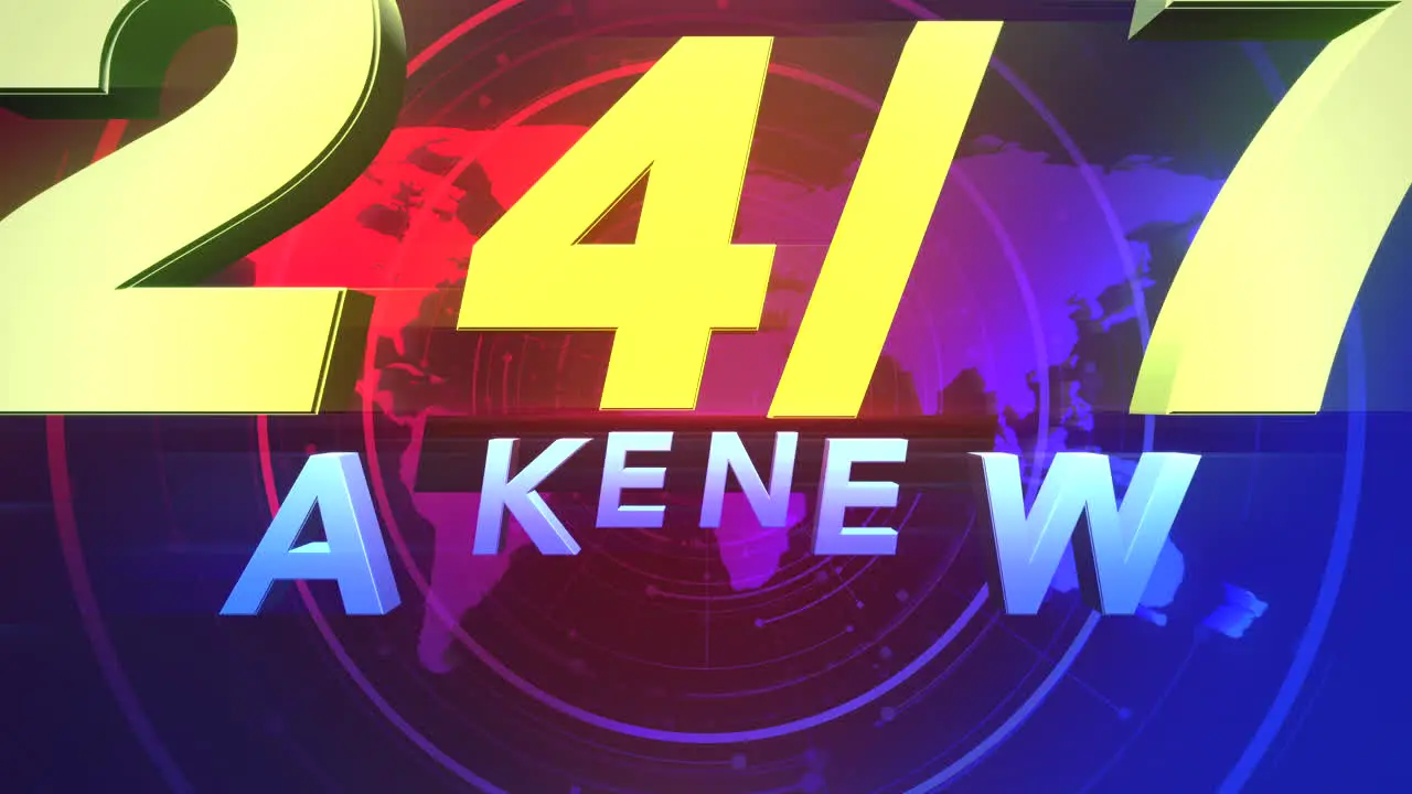 Animation text 24 Fake News and news intro graphic with lines and world map in studio